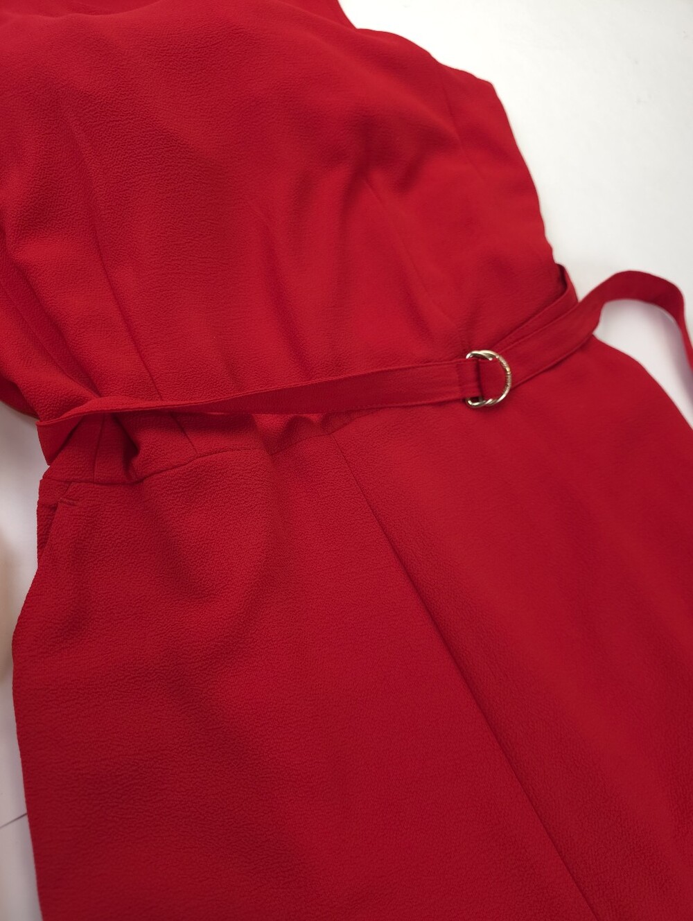Michael Kors Bright Red Sleeveless Wide-Leg Jumpsuit with Belt Sz 8 - Picture 7 of 10